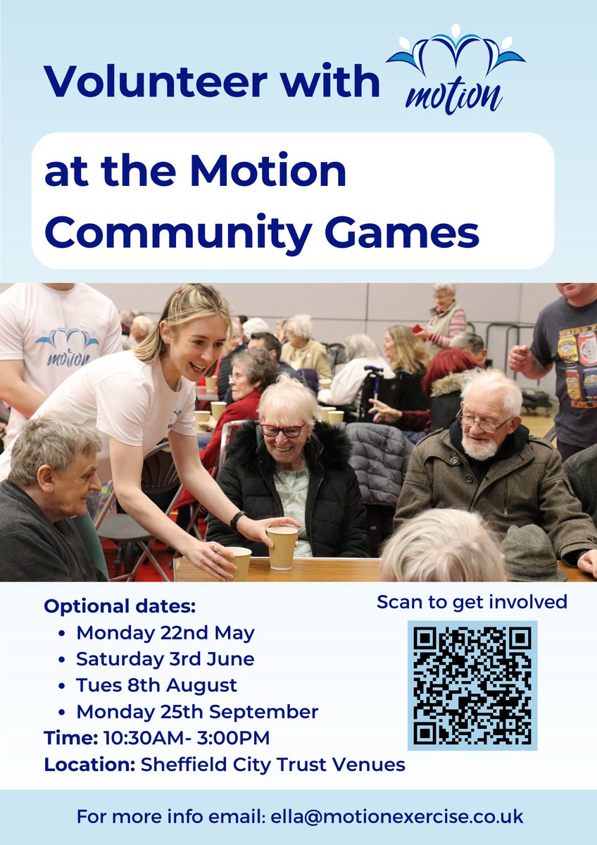motion_org_uk's tweet photo. Looking to give back to your local community? 

Why not volunteer for Motion at our next Motion Community Games event! It's guaranteed to be a rewarding and enjoyable experience.

#volunteerSheffield 

@VolunteerSheff @Shef_Volunteer @SheffCityTrust @vasnews @Sheffieldis https://t.co/ocHbOLEHJp