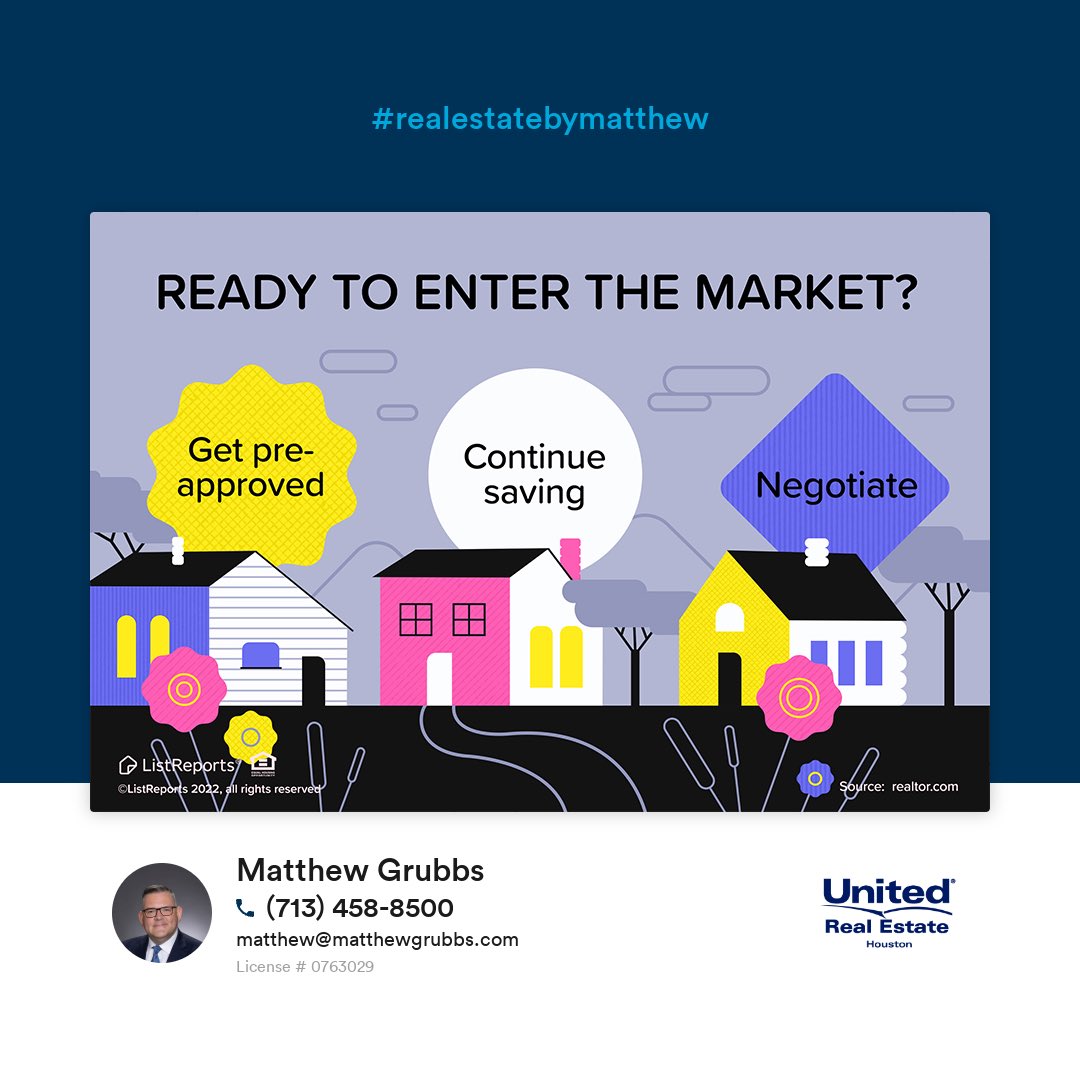 rebymatthew's tweet photo. Here are three steps you can take as you prepare to purchase a home or investment property. When you’re ready to make an offer, I’ll help you see where we can negotiate prices and costs!

#realestatebymatthew #htx #houston #realestate #UnitedRealEstateHouston https://t.co/ozUObfhGpD