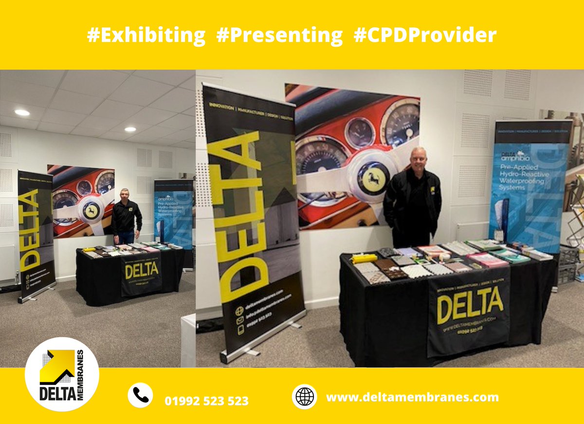 DeltaMembranes's tweet photo. We're delighted to be exhibiting at the South West @cbuilde Conference today!
Michael Vernon from Peak Waterproofing is kindly presenting on behalf of Delta and will take to the stage this afternoon to present our BS 8102 Update Presentation.
#bs8102 #structuralwaterproofing https://t.co/9Qv34HS3fm