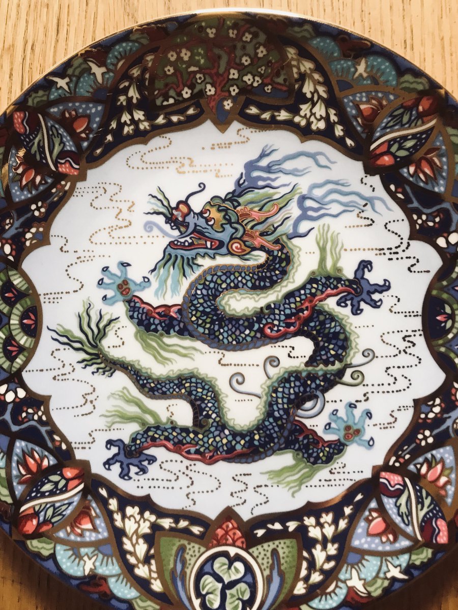 LinziLouise3's tweet photo. The Black dragon, the white dragon, The red dragon. The Azure Dragon. Fine bone China plates Imperial dragons collection limited edition. https://t.co/sFCt0N1ky1