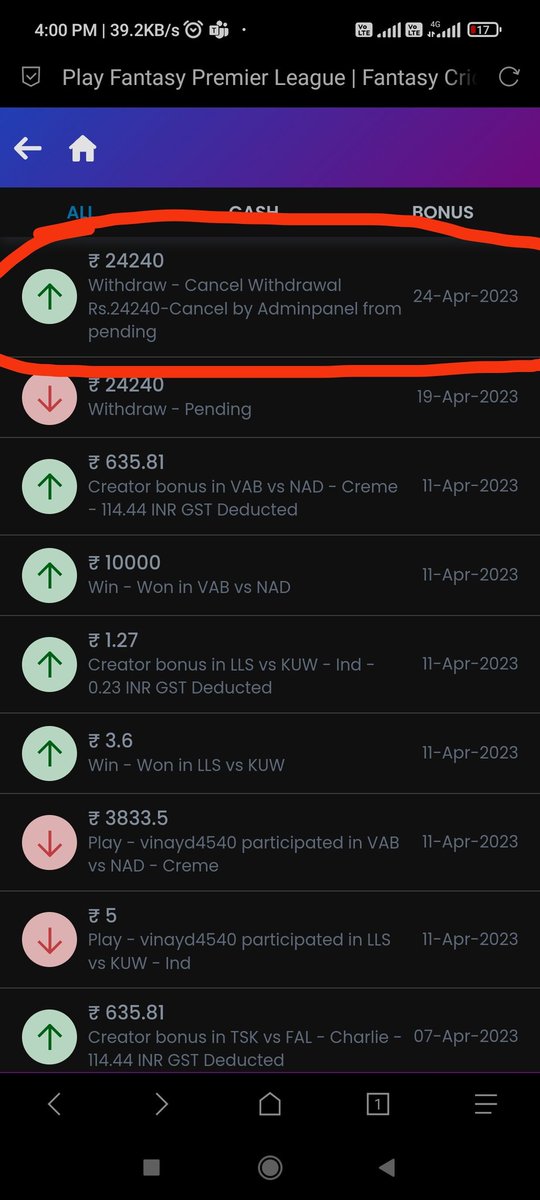 VINAY6453's tweet photo. Please pay attention 
I need to expose 11wickets ( Ability games) Scam. 
I already have to pay near 45 percent money as a tax Or platform charge (30 percent tds +15 percent platform charge which I already paid ). 
@11wickets @WBPolice
@SURAJCHOKHANI @duttsanjay @jagograhakjago https://t.co/IKrb6XKall