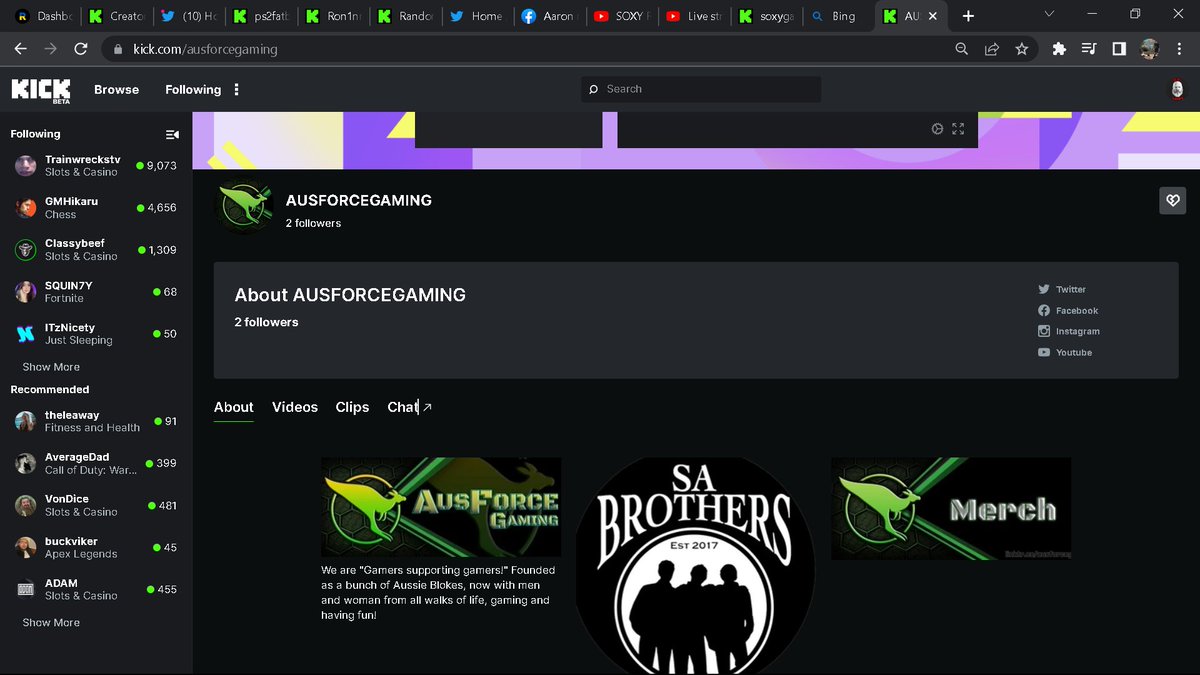 We are gonna give <a href="/KickStreaming/">KICK</a> a go! 
Podcast, Gaming Sessions, Hangouts &amp; much more! 
AusForce Gaming - It's all about the Gaming &amp; the people!