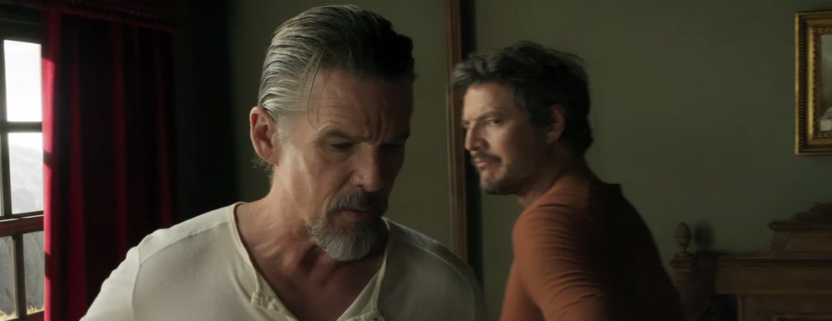 FilmUpdates's tweet photo. Pedro Pascal and Ethan Hawke in Pedro Almodóvar’s ‘STRANGE WAY OF LIFE’ https://t.co/j5XKhUsNJ7