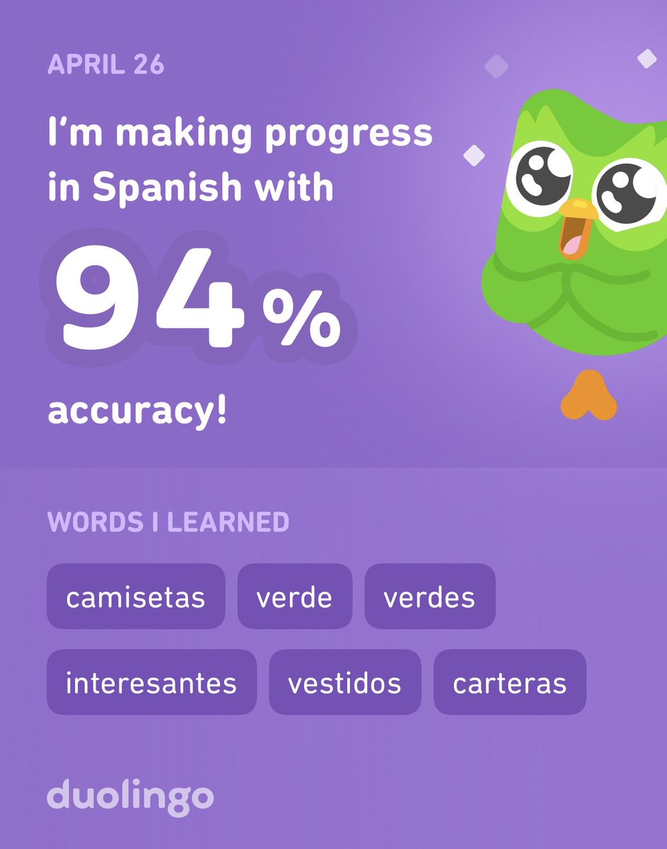 ReisBuckland's tweet photo. I’m learning Spanish on Duolingo! It’s free, fun, and effective. #Duolingo https://t.co/3c1eZ71EM6