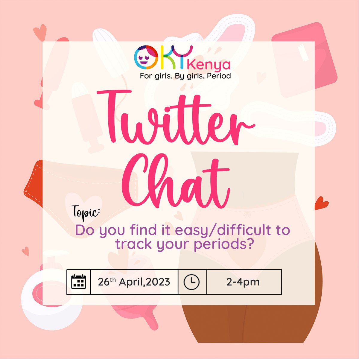 oky_kenya's tweet photo. Heyyy Oky Fam!😀To start of the Twitter Chat
Let us know!!

@okyperiodapp 
@one2oneKE 
@LVCTKe 
@LvctGroupLtd 
@MombasaYACH 
@maisha_youth
@kilifi_youth

#menstruationmatters #oky4you #okykenya #forgirlsbygirls https://t.co/HTJFHBec6t