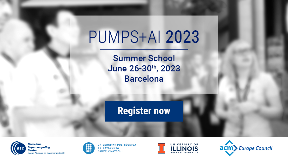 BSC_CNS's tweet photo. 📢PUMPS+#AI Summer School
📆June 26-30
✍Applications due: April 30
13th edition of the Programming and Tuning Massively Parallel Systems + #ArtificialIntelligence Summer School 

➡https://t.co/BmETpyZIHY

❗Endorsed #ACMSummerSchool @TheOfficialACM https://t.co/kFPrhmkNCA