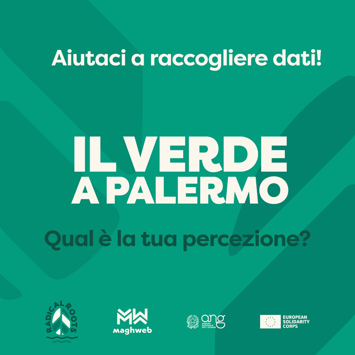Maghweb's tweet image. L3 attivist3 del progetto di solidarietà #RadicalRoots hanno creato un breve questionario che li aiuterà a raccogliere dati sul legame tra l3 cittadin3 e il verde negli spazi di #Palermo.
Diteci la vostra e aiutateci a coinvolgere amich3 segnalando il link docs.google.com/forms/d/e/1FAI…