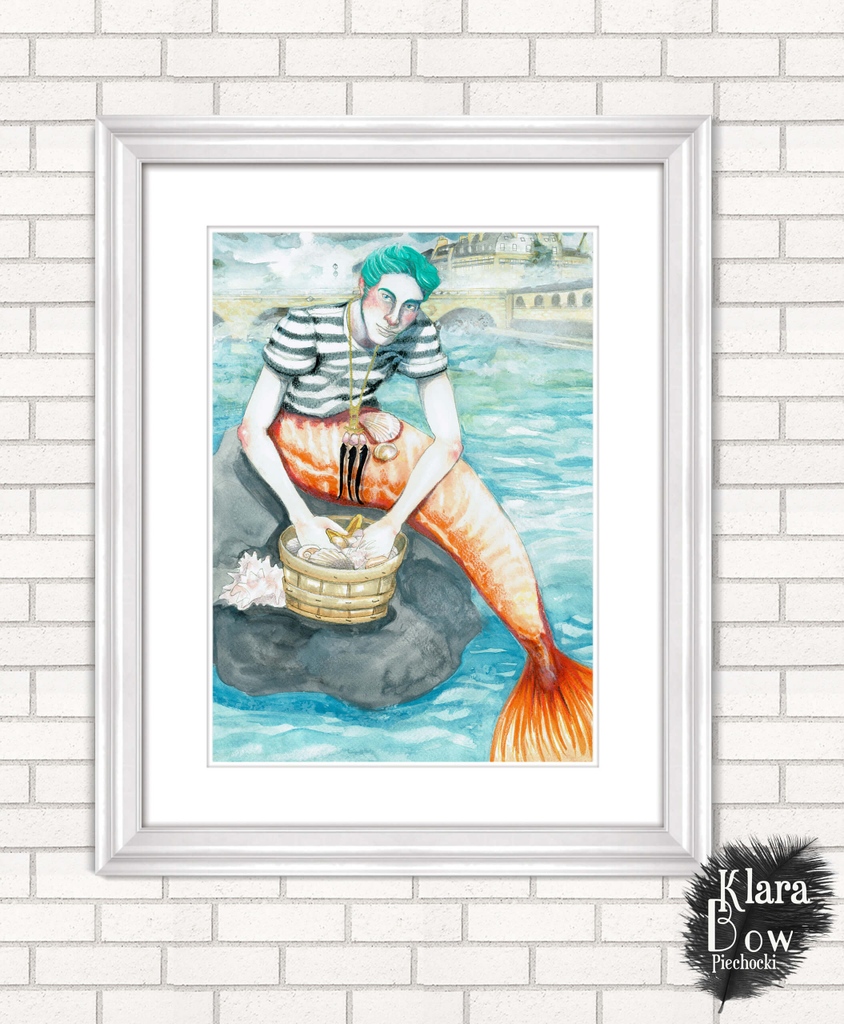 IllustratedBoat's tweet photo. This handsome guy is a Parisian merman, sorting his shells on the leftbank of the River Sein.

Hand illustrated and signed by onboard illustrator Klara. 

🧜‍♂️ https://t.co/R7LHLzgRLD

#Parisian #Merman #Artprint #Illustration #print #poster #bishonen #illustrator #buyitoffaboat https://t.co/CPfGRydTLe