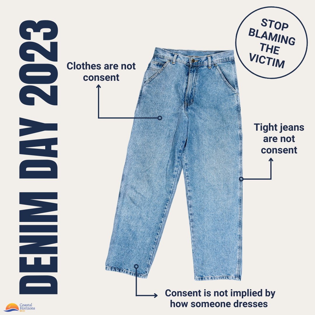 SupportRCC's tweet photo. There is no excuse and never an invitation to rape. Denim Day campaign brings awareness to victim blaming and destructive myths that surround sexual violence. Wear Denim today! @PeaceOvrViolnce

#DenimDay #SexualAssaultAwarenessMonth
#StopVictimBlaming #InterruptRapeCulture https://t.co/vvVdojsSfk