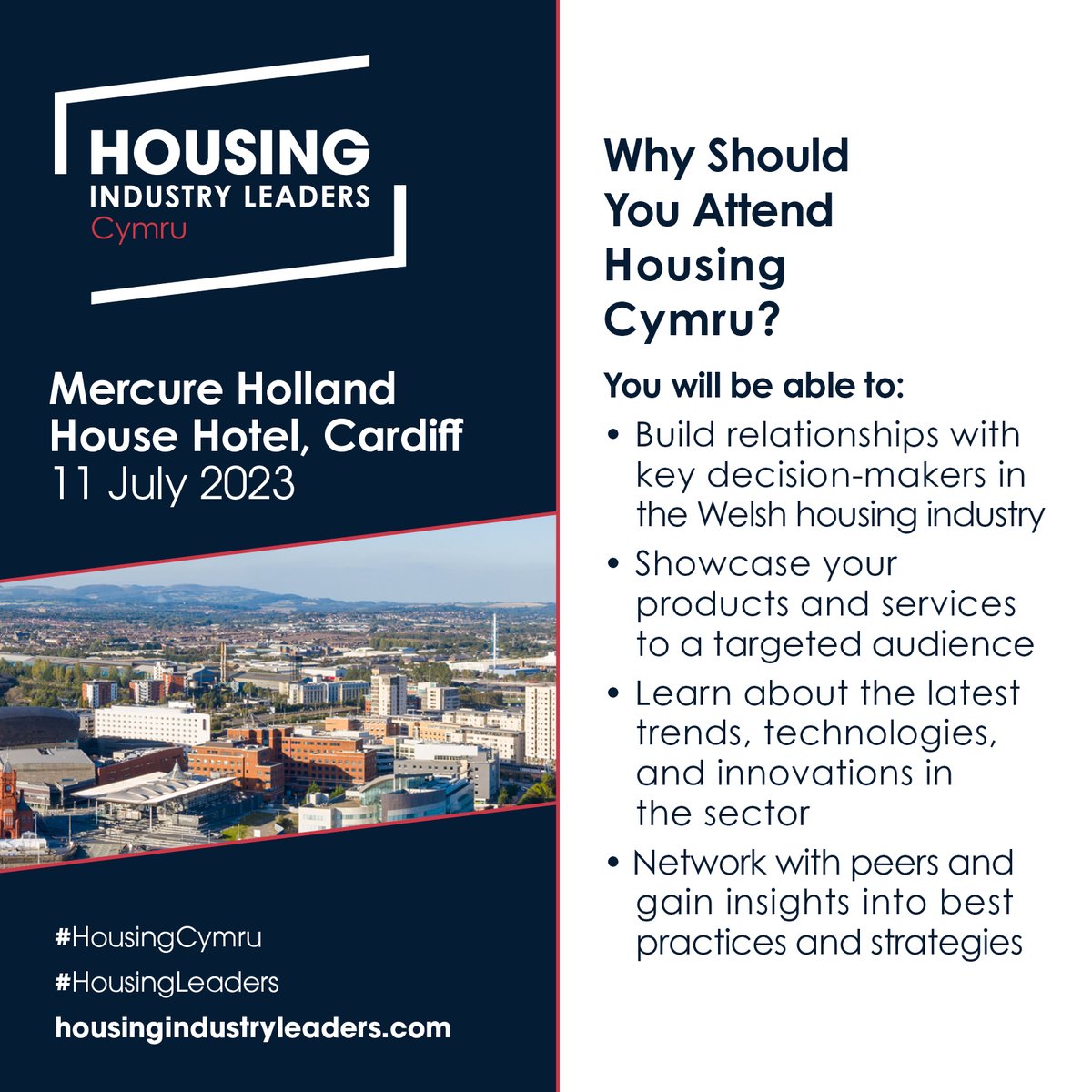 🏡 Secure your place at Housing Industry Leaders Cymru today.

Visit our website for more information ➡️ ow.ly/u0nS50NQxSi

#HousingLeaders #Housing #HousingEvent #Event #Conference #WelshHousing #LocalAuthorities #HousingAssociations #Developments