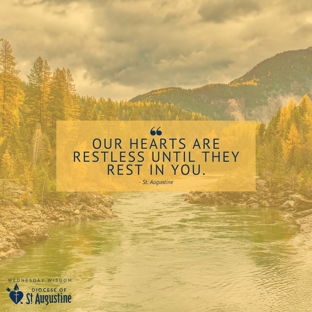 DOSACatholics's tweet photo. We often try to find rest in things that don't satisfy us. But true rest can only be found in God.
"Our hearts are restless until they rest in you."
- St. Augustine
.
.
.
.
.
.
.
#DosaFL #StAugustineQuotes #CatholicQuotes #WordsofWisdom #RestInGod #FindTruePeace https://t.co/BTKVMxZtlB