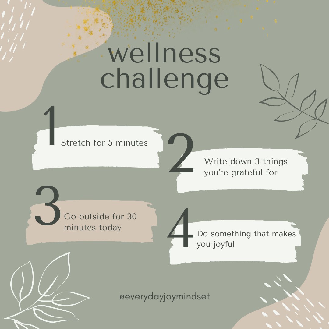 Happy #WellnessWednesday!!

I challenge you this week to try these 4 things! 
#WellnessWednesday #selfaware #selfcare #wellness #everydayjoymindset #everydayjoybye #youareworthy