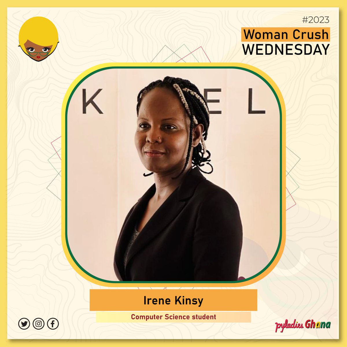 PyLadiesGhana's tweet photo. Meet our #WCW Irene Kinsy (@BinaryDigith )currently a Computer Science student of Kings University College
She uses #Python for web development
We are proud of you #PyLady
#PyLadiesGhana https://t.co/a1lTe8IHsX