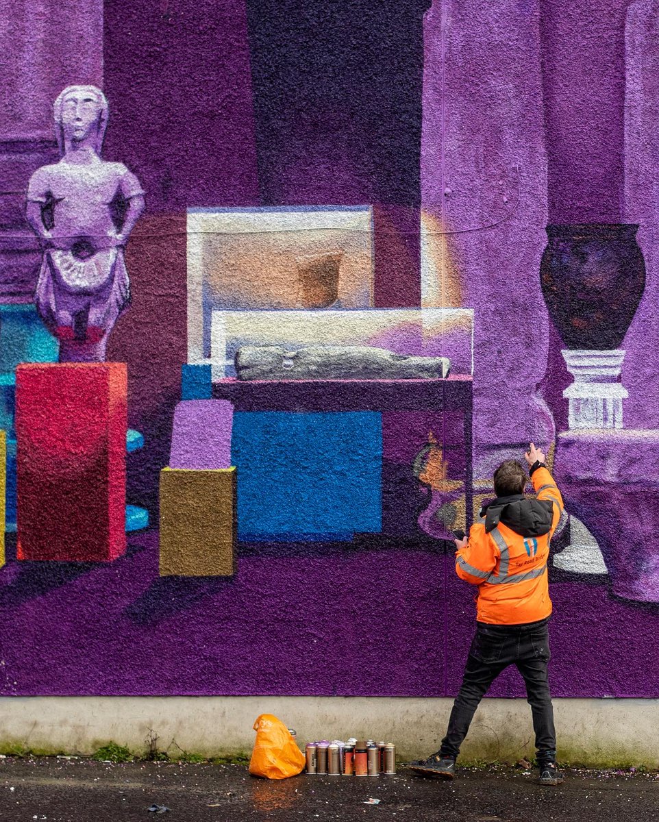 fraser_gray's tweet photo. Was a pleasure to be working with @Recoat again for the @antoninewall project, 5 artworks that celebrate and map The Antonine Wall across Scotland. 

This new mural in Kirkintilloch is inspired by drawings created by local young people. https://t.co/QaoibPuOuX