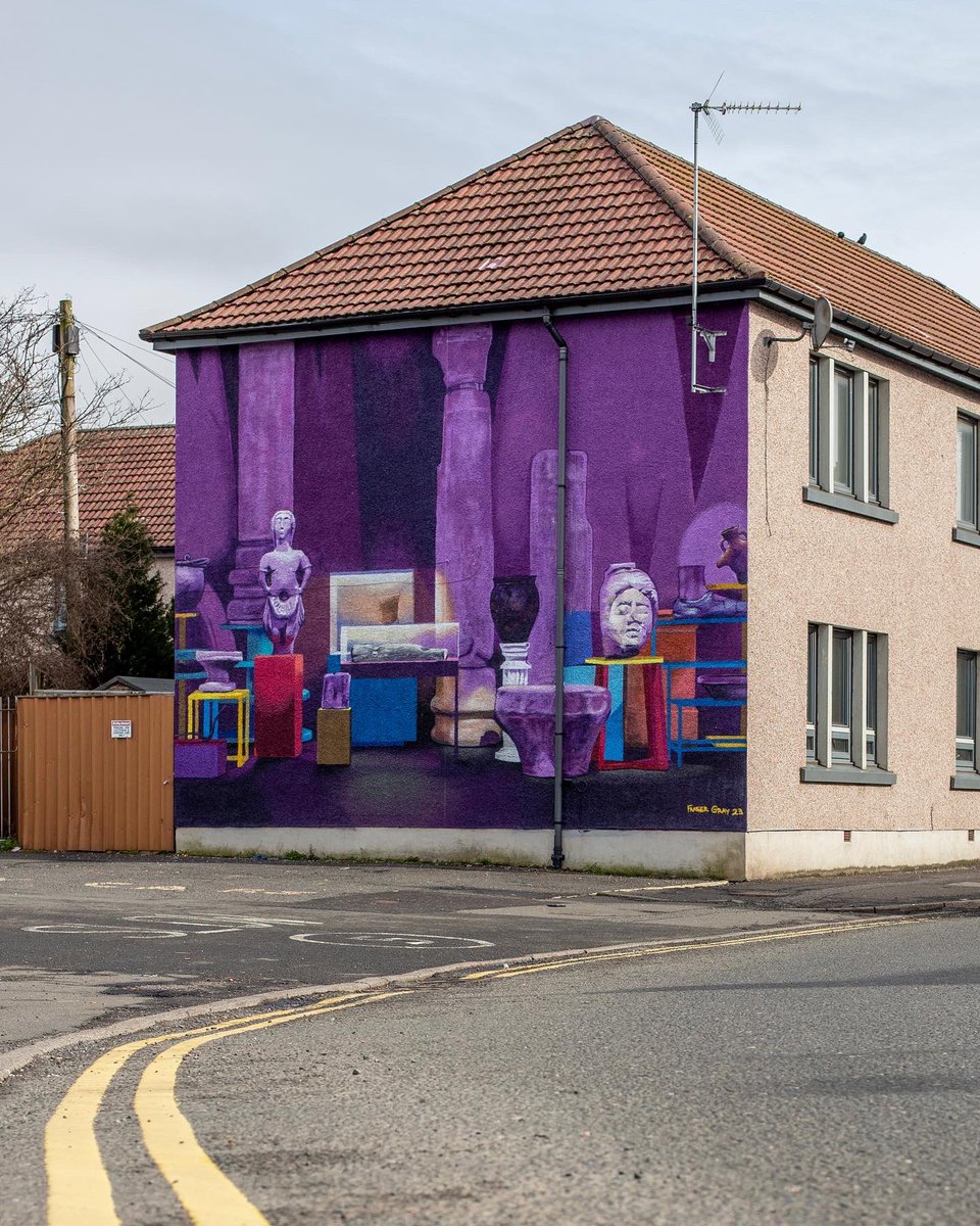 fraser_gray's tweet photo. Was a pleasure to be working with @Recoat again for the @antoninewall project, 5 artworks that celebrate and map The Antonine Wall across Scotland. 

This new mural in Kirkintilloch is inspired by drawings created by local young people. https://t.co/QaoibPuOuX