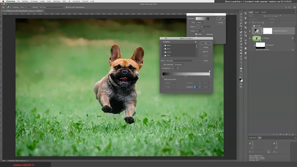 SFOCA SUPERFICIE E TRE GRADIENTI MOLTO SPECIALI

 #photoshop #fotoritocco #fotografia #videotutorial #videotutorialphotoshop robotti.it/blog/427-webin…