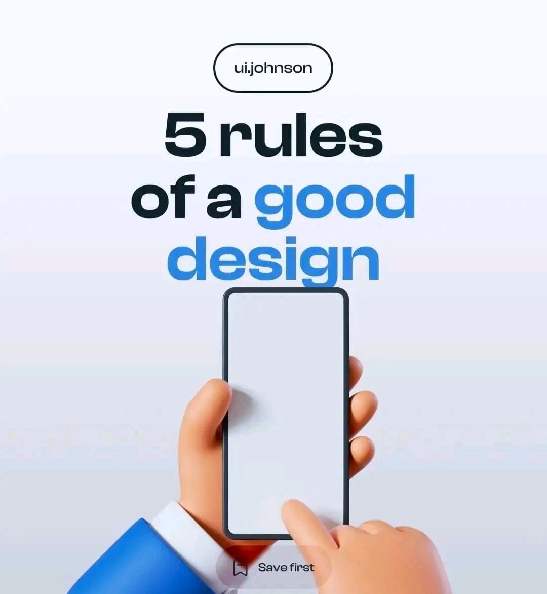 GeorgeChikezie3's tweet photo. 5 RULES 
OF A GOOD
DESIGN

#uidesign #uiux #Designers #designtwitter #designsystem #designinspiration #UIUXDesigner #ui #ux

👇👇👇👇 https://t.co/xQWKwtZkiC
