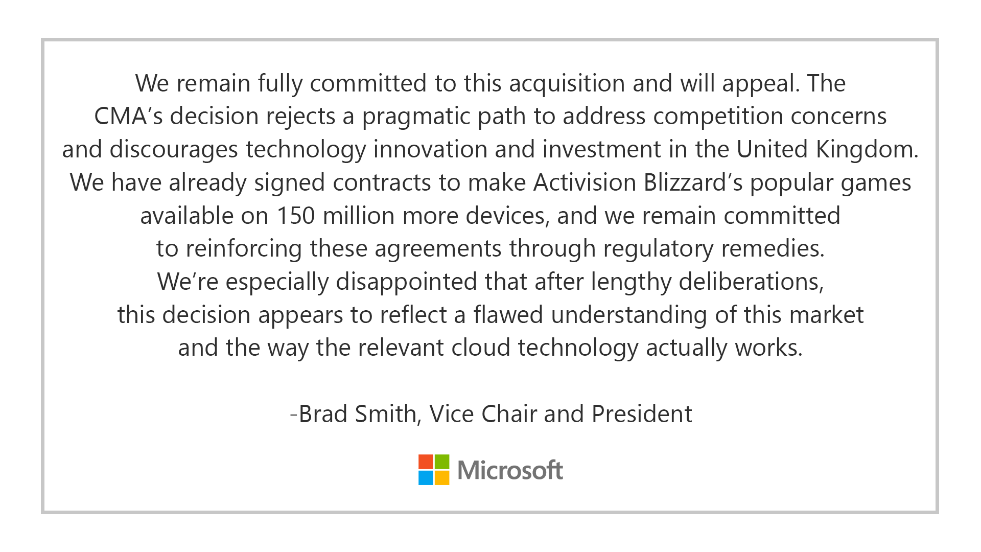 Microsoft recurrirá la decisión de la CMA con Activision Blizzard y el acuerdo de compra
