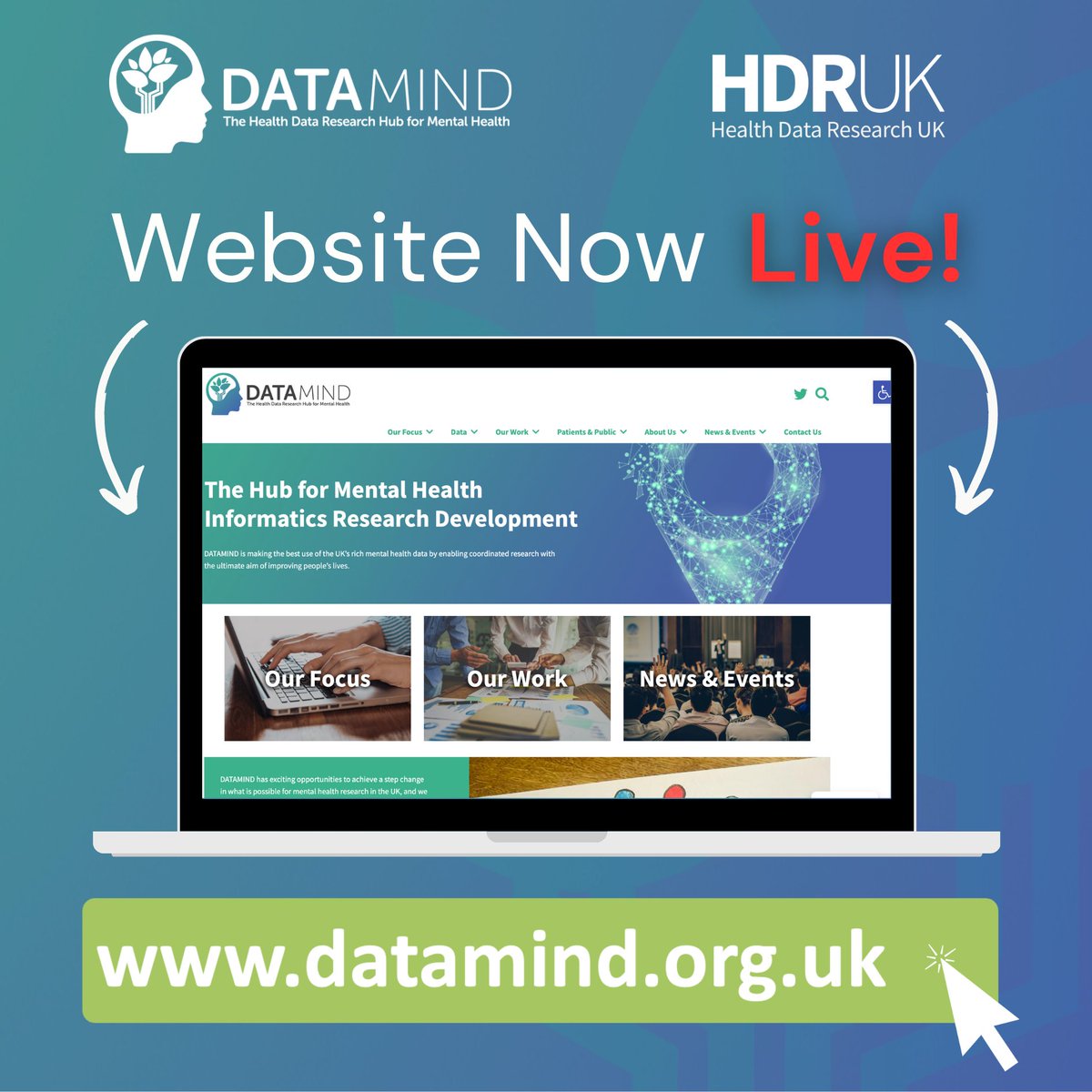 NOW LIVE: DATAMIND WEBSITE! 🎉🎉🎉
We're excited to announce the launch of our new website. Visit datamind.org.uk to learn more, and keep a look out for lots of updates, news and events.  

#MentalHealth #Informatics #mentalheathdata #mentalhealthresearch
