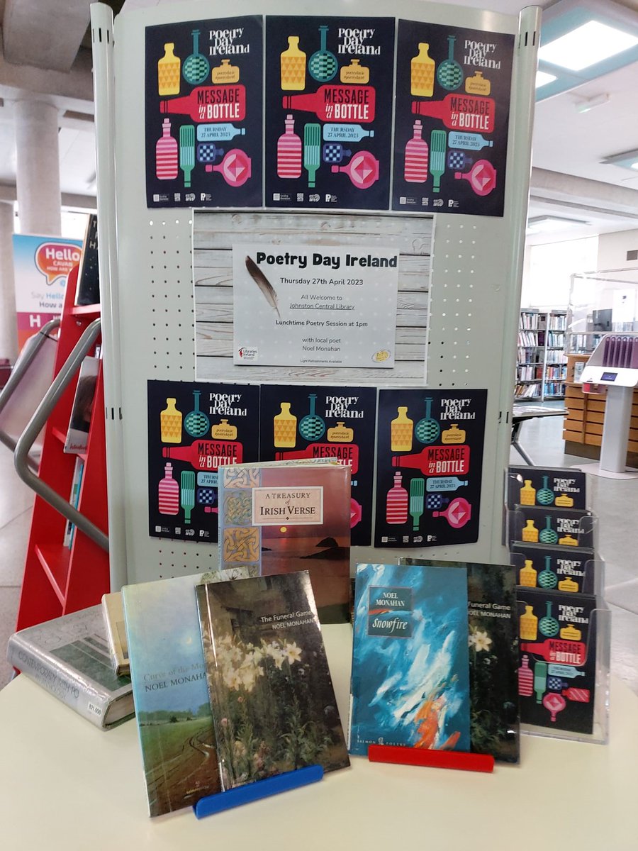 CavanLibrary's tweet photo. Lunchtime Poetry Session at 1pm in Johnston Central Library on Thursday 27th April with local poet Noel Monahan.
All welcome to attend, light refreshments available
@LibrariesIre @poetryireland #PoetryDay #CavanLibraries https://t.co/OHXgRRUrTf
