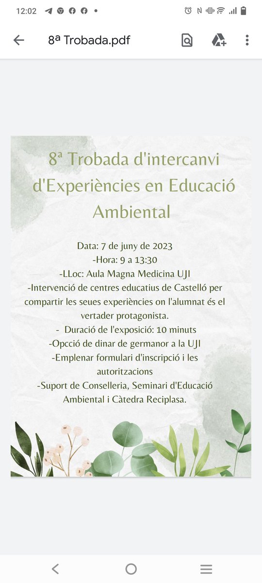 Ja tenim data per a la propera Trobada d'Intercanvi d'Experiències en Educació Ambiental de Castelló.