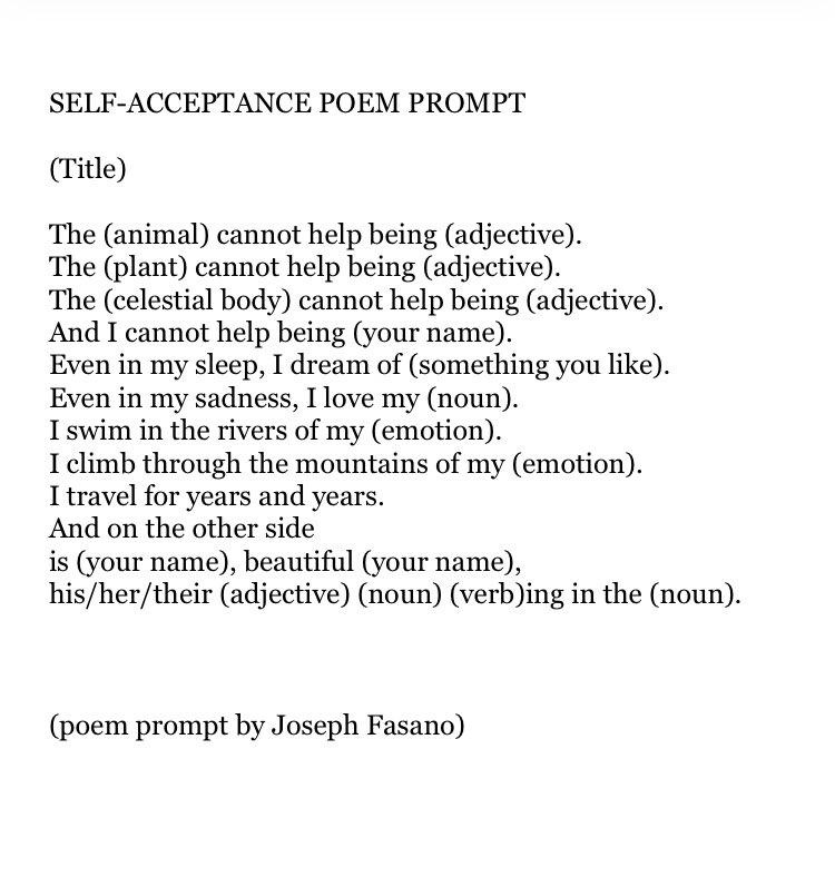 Joseph_Fasano_'s tweet photo. Friends, here is a brand new poetry prompt for people of all ages.  Enjoy, and feel free to share the results! https://t.co/YB33GdUTYy