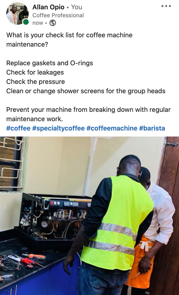 Allanopio6's tweet photo. Espresso machine preamble maintenance https://t.co/gbH4JcRMdi