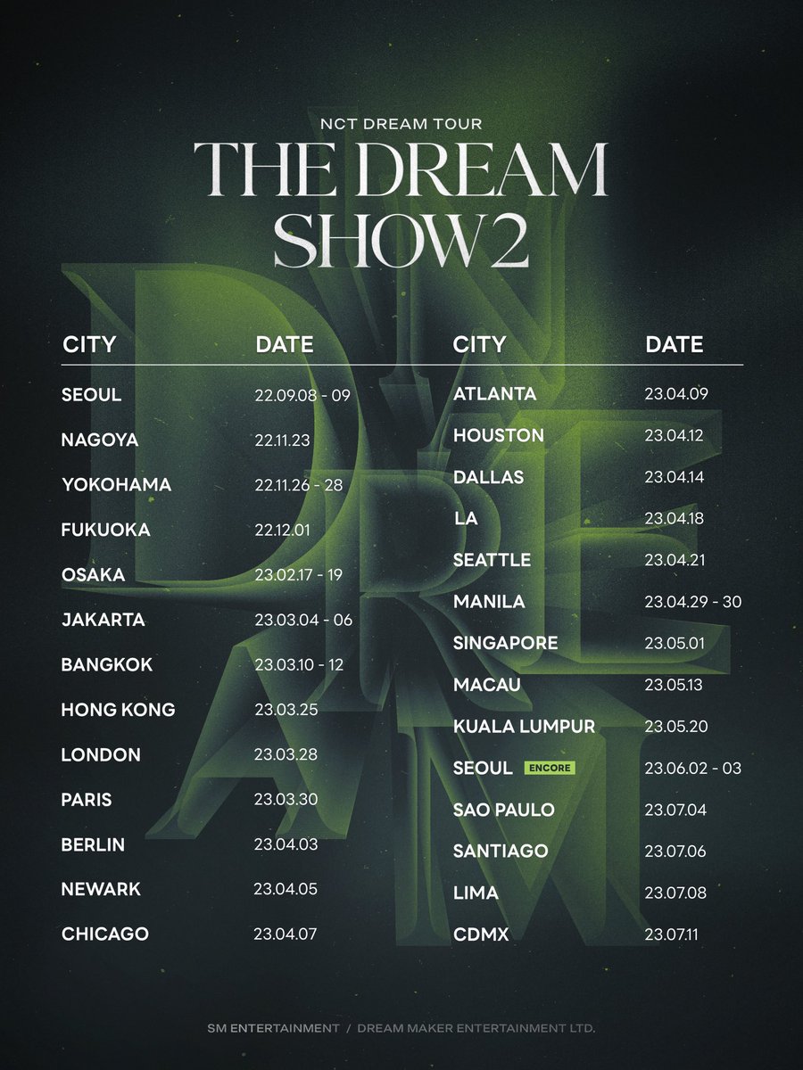 🚨🚨 VEIO! NCT DREAM anuncia novas datas da 'THE DREAM SHOW2 : In