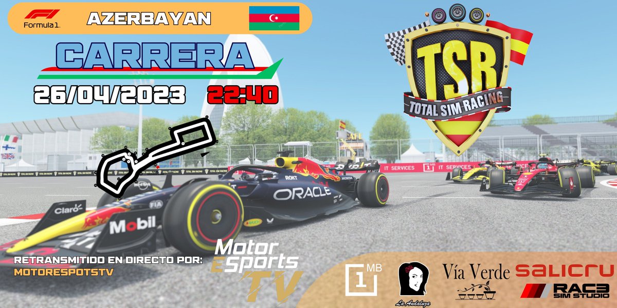 TSRSimRacing's tweet image. #AssettoCorsa #F1 #SimRacing #AzerbaijanGP
A por la Carrera, hoy, sin vaselina, que gane el mas fuerte. GREEN GREEN GREEN!!           
         2ª Carrera TSR XI Campeonato 2023
                              Retransmitido @TwitchEShttp://twitch.tv/motoresportstv @MotorEsportsTV