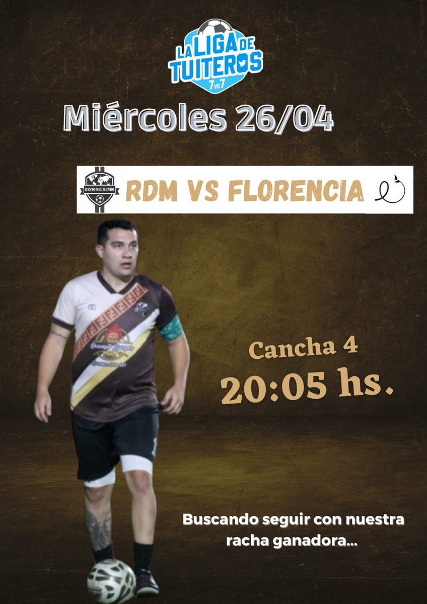 MIERCOLES DE LIGA🔥
HOY JUEGA!
 El Resto del Mundo 🌍