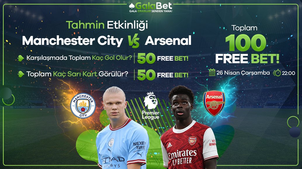 100 Free Bet Ödüllü Tahmin Etkinliği Başladı!

⚽️ Manchester City - Arsenal karşılaşmasına özel tahmin etkinliğimize katılmak için hemen tıklayın: galalink.io/etkinlik

♠️  Gala, Oranlar Senden Yana!