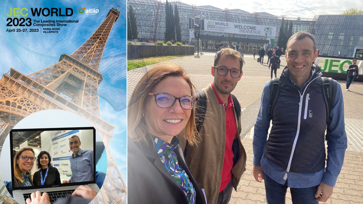 aitiip's tweet photo. Hello from @JECComposites 2023! The leading fair in #compositematerials in #Europe

Let's have a great #networking to create good synergies to keep working hard in developing #innovations for the industry of present and future!📍PabellónEspaña

 📸 #AitiipTeamAroundthe🌎 @AEMAC_ https://t.co/kZ8OJW5HNc