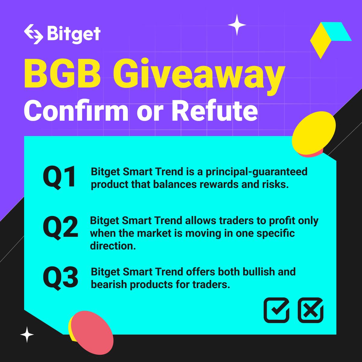 BitgetAfrica's tweet photo. 📢 Confirm or Refute📢

🎁Confirm or refute a statement about the #crypto &amp; #Bitget Products to stand a chance to win big  of our $BGB Giveaway!💰

Retweet using #BitgetTwitterChallenge, Like and Tag 3 friends, reply your Answer in Comment🎉

✅Fill form: https://t.co/4YtdyvN3wW https://t.co/uT6ZhWb70b