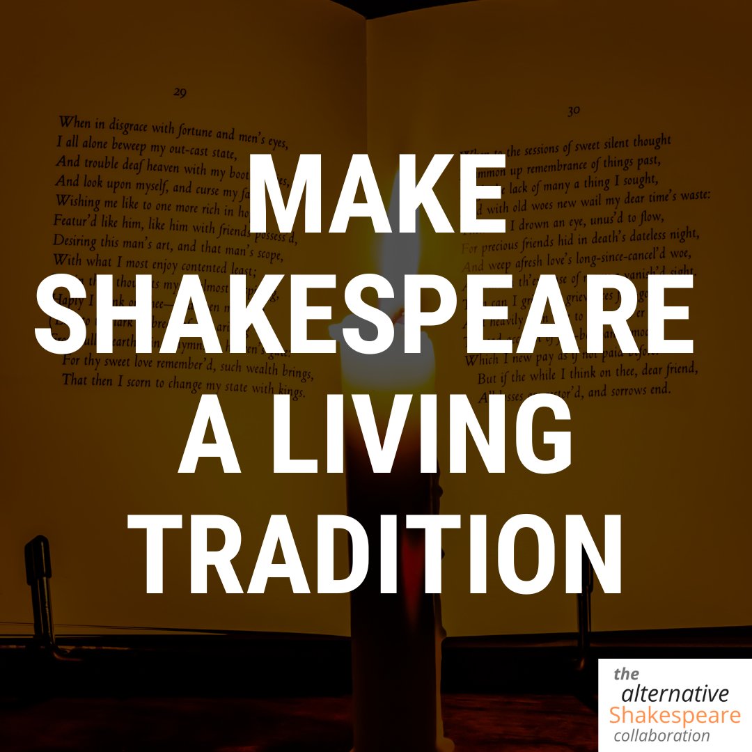 alt_shakes's tweet photo. Sometimes it feels like Shakespeare’s stuck in the past…and that’s because he is.

Our aim is to make Shakespeare a living tradition, to reignite his legacy.

We’d love you to be a part of this: https://t.co/bcpBipX66P

#theatre #theatrecompany #shakespeare #play #plays #book https://t.co/qvAUOY9oXo