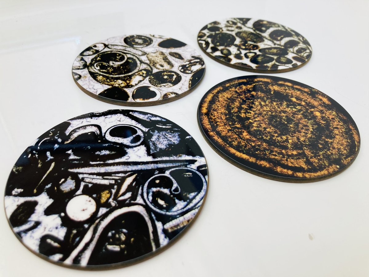 MuseumBathStone's tweet photo. Introducing a brand-new range… The Oolite Collection, available from the museum’s Giftshop 😍 developed using thin sections of bath stone, photographed under the microscope. Mugs £8, four-piece coaster sets £10. Exclusive to the @MuseumBathStone https://t.co/ZSZqEAvW4o