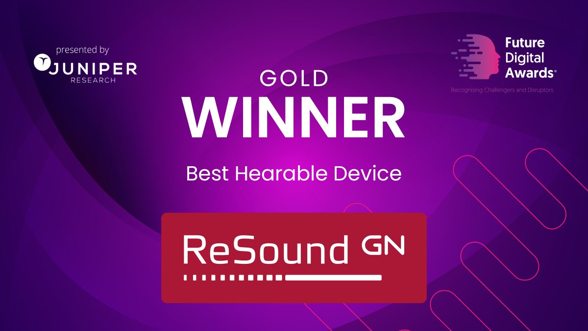 juniperresearch's tweet photo. The Gold Award for Best Hearable Device goes to … GN for ReSound Hearing Aids!

🏠 Visit @ReSoundGlobal 👉 https://t.co/Ns6CPENQVQ

🏆 See our other winners 👉 https://t.co/EFNoQS0jPR

#juniperresearch #fda2023 https://t.co/eLzxfQX7jJ