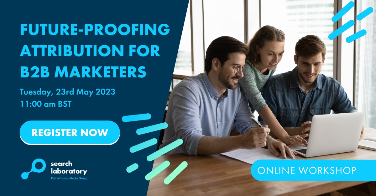 searchlabs's tweet photo. As a B2B marketer, you know that measuring the impact of your marketing efforts can be challenging.

In our upcoming workshop, we will dive into the world of attribution and explore the common obstacles B2B marketers face. 

Register now!🔽
https://t.co/t9npN9xD1B

#workshop https://t.co/UoH3rzuFsn