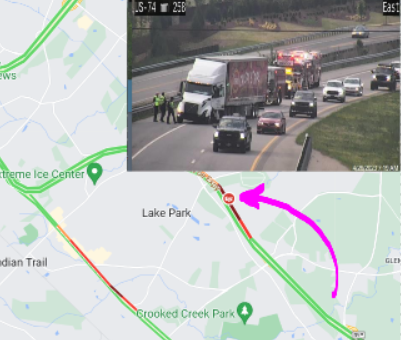 Clt_TrafficGuy's tweet photo. ►►Monroe Expressway (US 74 Toll) WB before Indian Trail Rd, the RIGHT lane is blocked.
#CltTraffic #UnionCo #Clt #NC #SC https://t.co/AHbHZjYog2