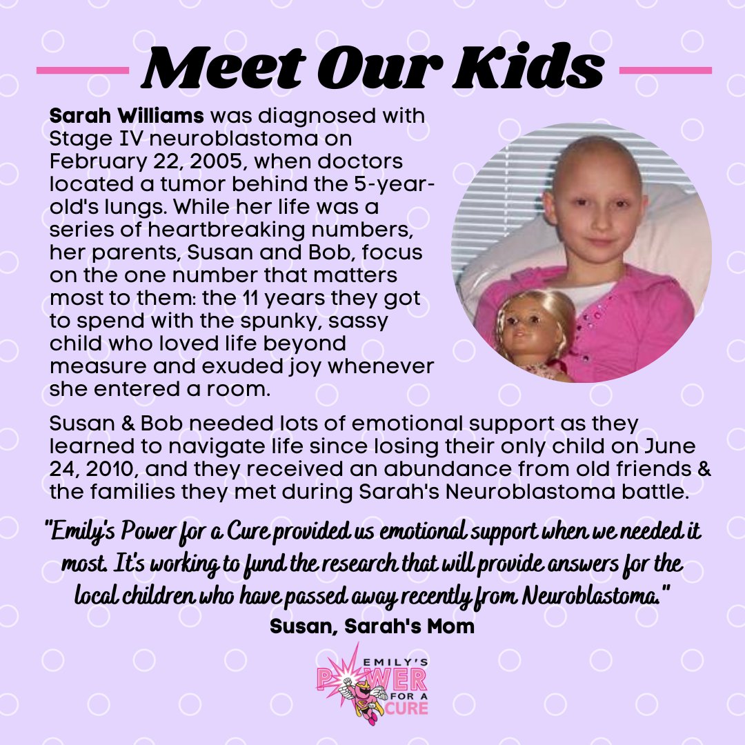 Powerforacure's tweet photo. Emily was not alone in her fight. Meet another one of our heroes, Sarah. #warriorwednesday

Read more of Sarah's story here: https://t.co/b8B8SU1Jzj https://t.co/r9BDQHpRwk