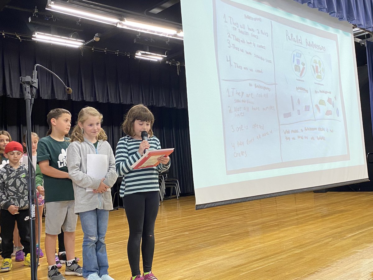 LMES 3rd grade students sharing what they learned about #Math and quadrilaterals!
