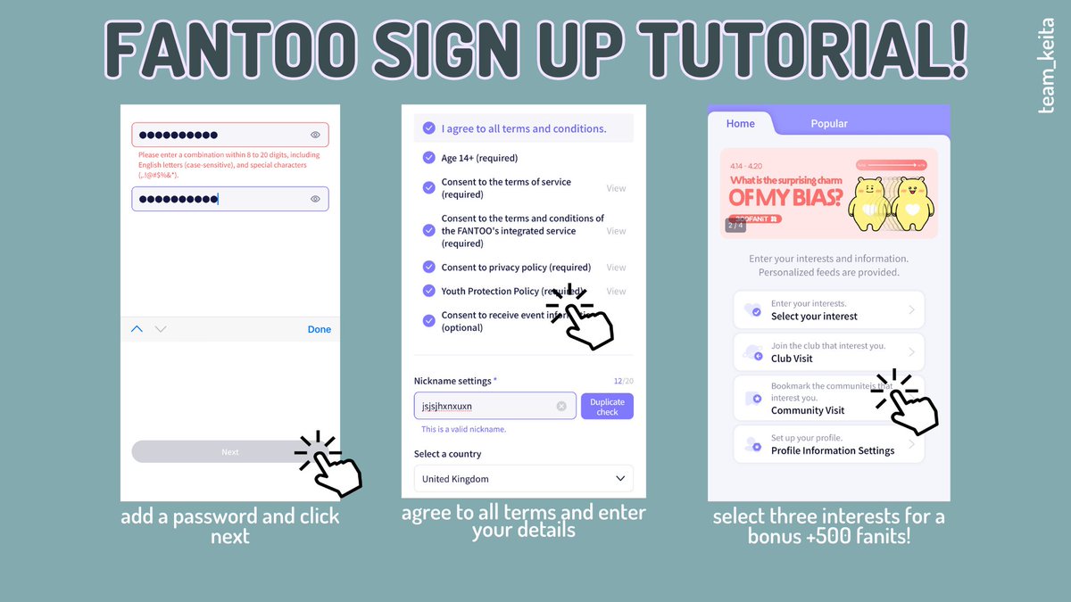 TEAM_KEITA's tweet photo. [FANTOO SIGN UP GUIDE FOR POCKEITAS!]

please make as many accounts as you possibly can and don't forget to use our referral code TLM6RTKK32 to get extra fanits! https://t.co/NIDnxBHF3F