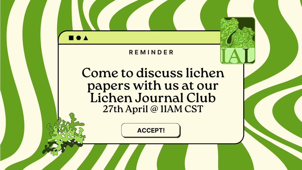 Are you an undergraduate or graduate student, postdoc, or recently  hired young professional #lichenologist? This meeting is for you.

The  Early Career Research Committee activities will start this Thursday  (27th) at 11 AM CST time with a Lichen Journal Club meeting on Zoom.