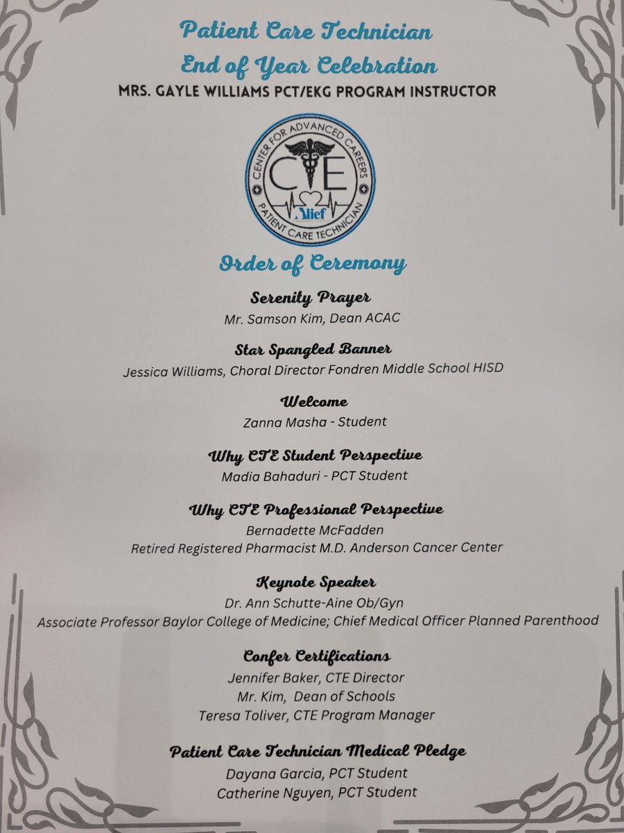 Alief_Career's tweet photo. Patient Care Technician End of Year Celebration. Congrats to all the PCT students!! @AliefISD @AliefCTE Alief Independent School District #ChooseAlief #ACACOneTeam #CTE https://t.co/Dqkk4KxE8T