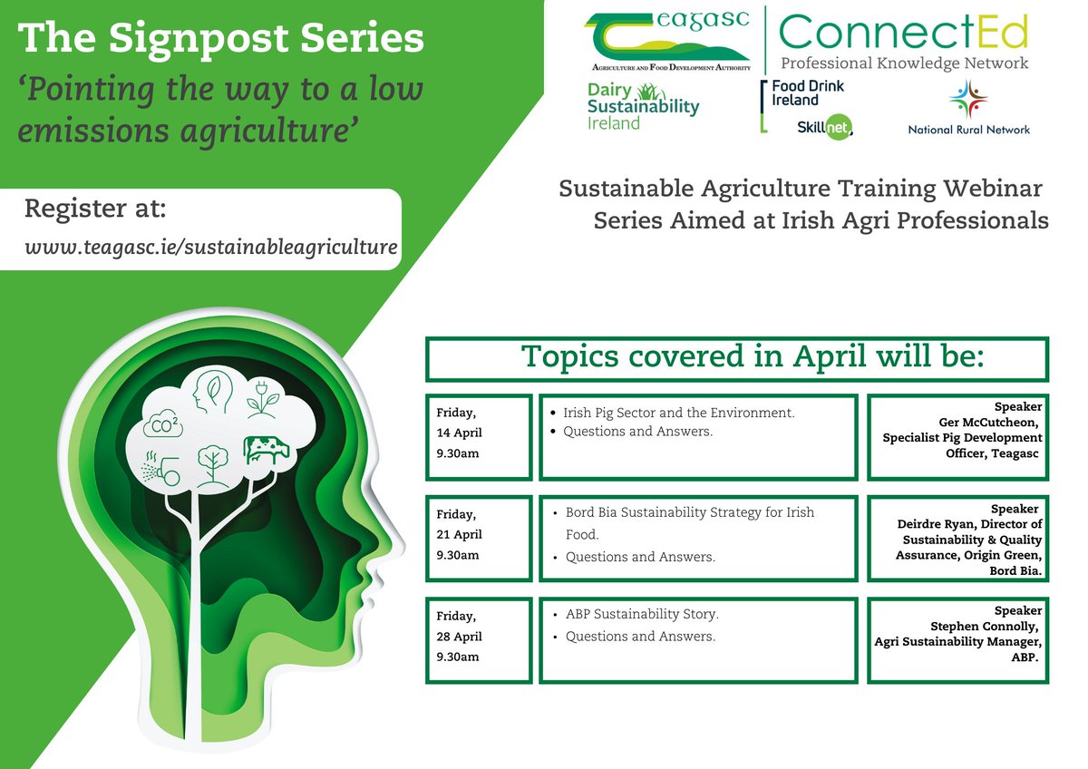 On Friday's episode of #TheSignpostSeries at 9:30am, Stephen Connolly, Agri Sustainability Manager, ABP will join the webinar to discuss ABP's Sustainability Story. Register here teagasc.ie/sustainableagr…
@ABPDemoFarm @TeagascEnviron