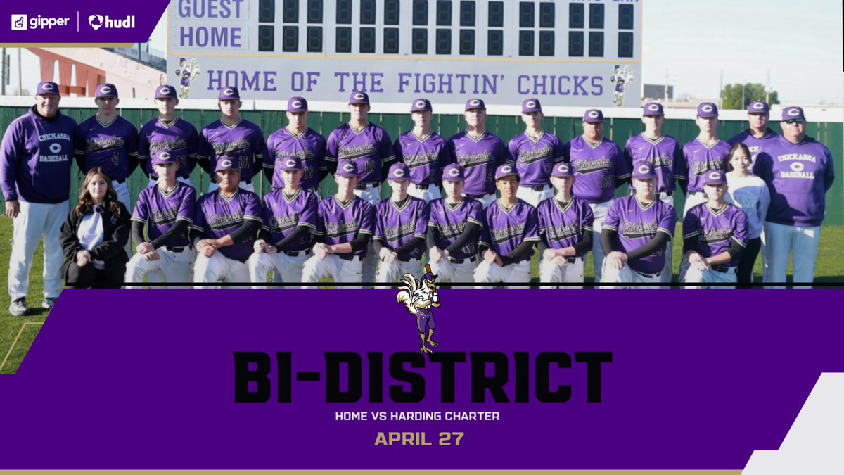 ChickashaATH's tweet photo. Come out and support your Baseball playing Fightin' Chicks this week as they host Bi Districts! #ChicksFight

(Date is weather permitting) https://t.co/OQYkpgMKkT