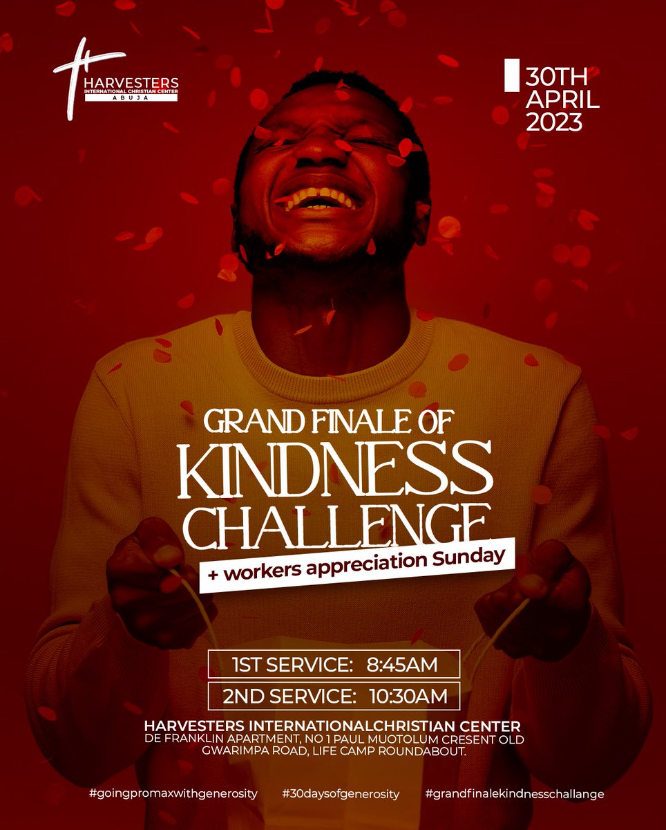 Harvestersabj's tweet photo. This sunday is our Workers Appreciation Sunday and grand finale of the kindness challenge💃
Join us as we worship our Creator and have a lot of fun with the fellowship of believers!
PS - DON'T COME ALONE!!
#harvestersabuja #30daysofgenerosity #goingpromaxwithgenerosity #Abuja https://t.co/3ulHRCv3Kg