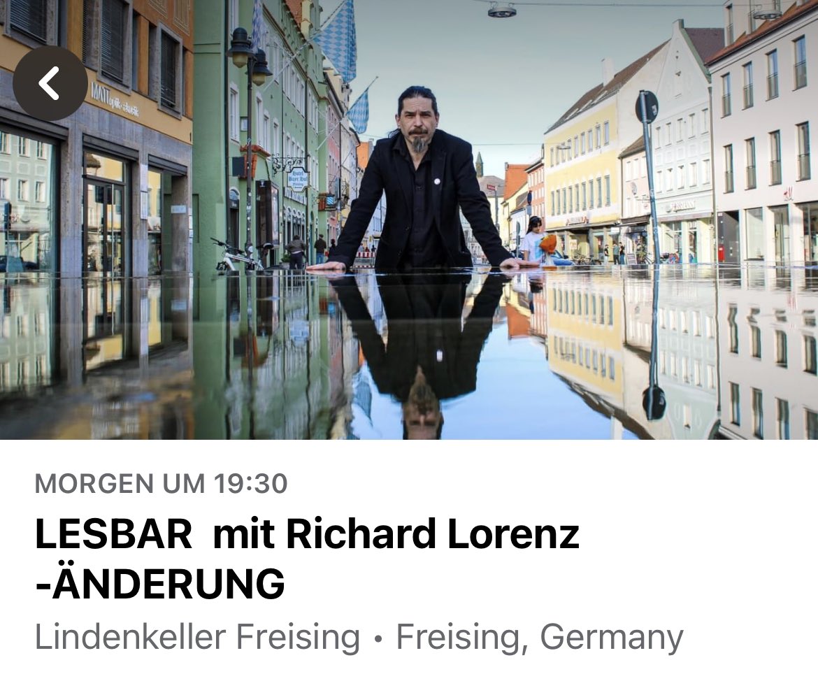 erzaehlperspekt's tweet photo. Veranstaltungshinweis für Kurzentschlossene: Morgen Abend, 19:30 Uhr, liest Richard Lorenz im Freisinger Lindenkeller aus seinen Romanen. 📚
#richardlorenz #lesbar #hinterdengesichtern #luziferverlag 
https://t.co/zvJz0CDQrD https://t.co/boas6RdnXL