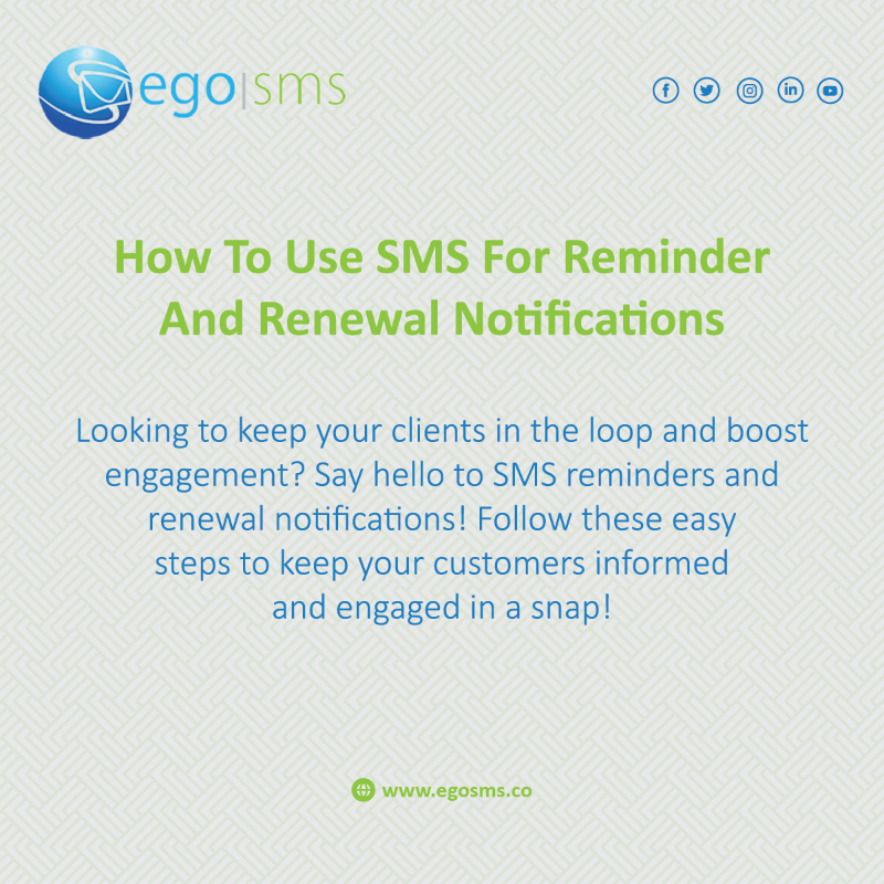 Egosms's tweet photo. Supercharge your communication strategy with SMS reminders and renewal notifications. Here steps you can follow to use SMS for reminder and renewal notifications.
Sign up at https://t.co/l3h7sfB3FO to get started.
#bulksms #bulksmsmarketing #smsreminders #gosms