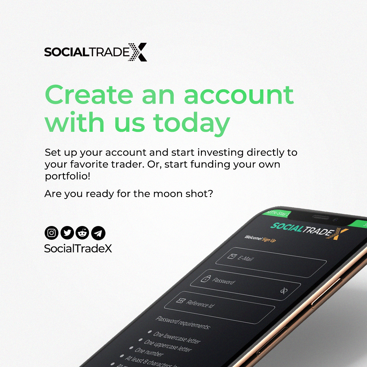 Why haven't you opened an account with us yet?
Create an account with us today and start investing directly to your favorite trader 💥
Click this link to register : socialtradex.com 

#PepeCoin #CopyTrading #Cryptocom #CryptoNews #memecoins #Watch2Earn #BinanceUS #XAUUSD