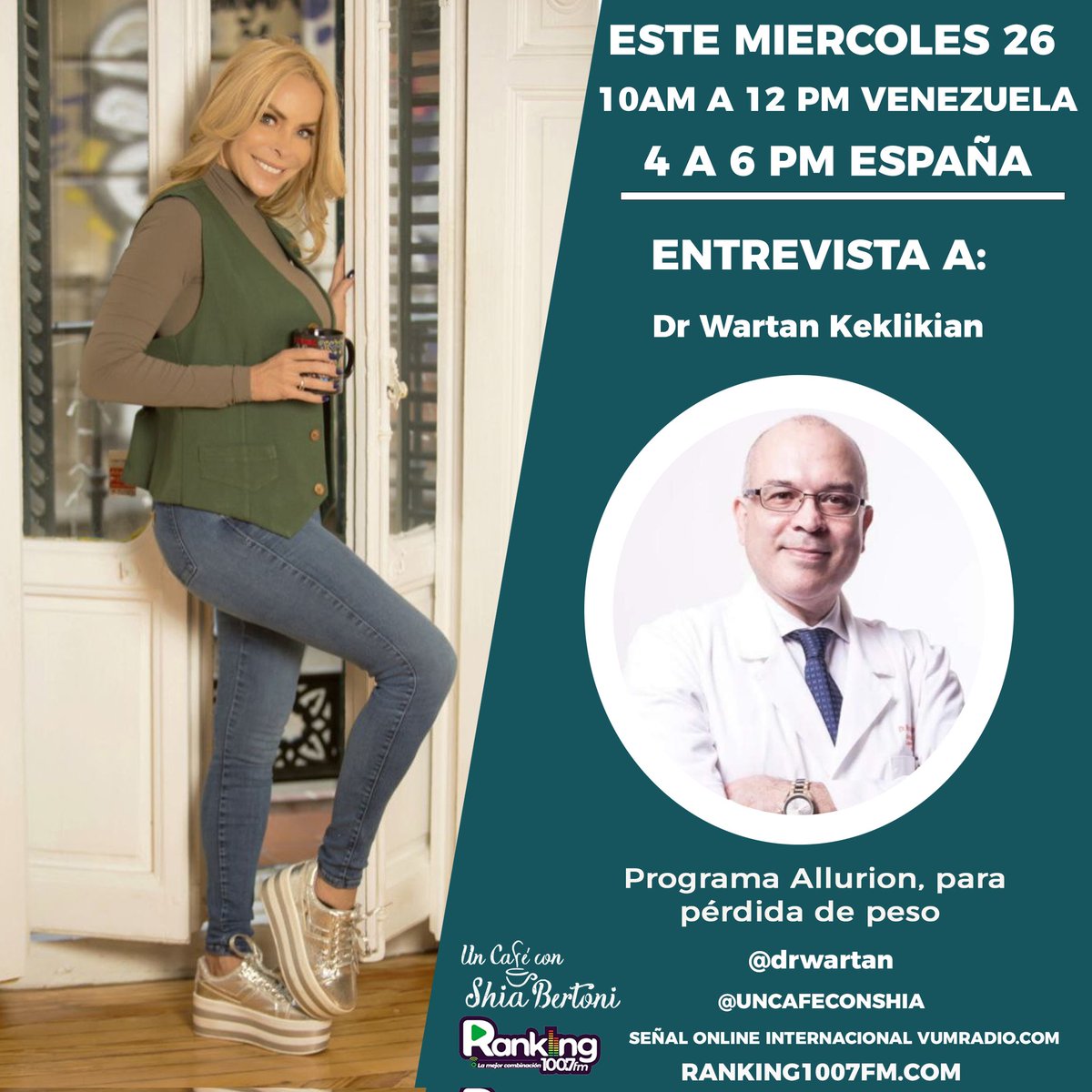Buenos días con aroma a café ☕ de posibilidad siempre y trabajo. Inicia un nuevo dia #Miercoles los espero en #UnCafeConShiaBertoni con todo el Periodismo Internacional de Salud
<a href="/vumradio/">ＶＵＭ Ｒａｄｉｏ</a> <a href="/Ranking1007/">Ranking100.7fm</a>